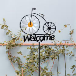 Pinwheels for Yard and Garden,Welcome Yard Sign with Stakes,Bicycle