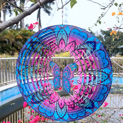 Wind Spinner Colorful Butterfly Stainless Steel Laser Cut Metal