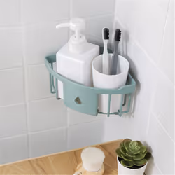 Kitchen Free Hole Shelf Bathroom Bathtub Wall Mounted Storage Rack