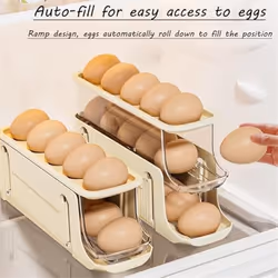 3 Tier Foldable Egg Holders,Rolling Egg Holder cream color