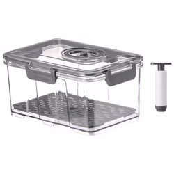 Vacuum Food Storage Container Transparent Fridge Organizer Gray M