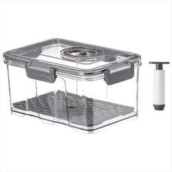 Vacuum Food Storage Container Transparent Fridge Organizer Gray M
