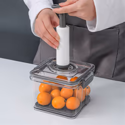 Vacuum Food Storage Container Transparent Fridge Organizer Gray M