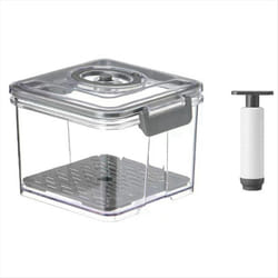 Vacuum Food Storage Container Transparent Fridge Organizer Gray S