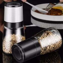 Manual Salt Pepper Grinder Transparent Grinder Kitchen Gadgets White
