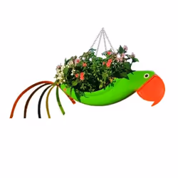 Metal Flower Pot Flying Bird Shape Colorful Parrot Flower Pot,L,B