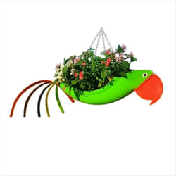 Metal Flower Pot Flying Bird Shape Colorful Parrot Flower Pot,L,B