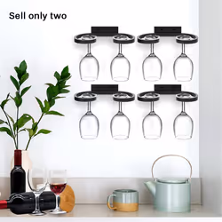 2Pcs Wall Mounted Wine Glass Rack, Wine Glass Holder Metal Wine