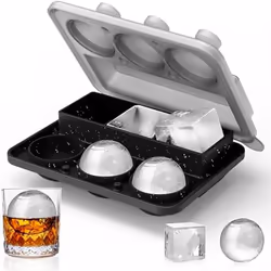 Ice-Cube Tray Combo,Square & Ball Ice Molds, Slow Melting for Whiskey