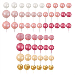 56PCS Ball Cake Picks Ball Shaped Cake Topper for Birthday Pink