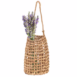 Woven Front Door Basket, Water Hyacinth Hanging Wall Flower Basket
