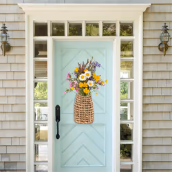 Woven Front Door Basket, Water Hyacinth Hanging Wall Flower Basket