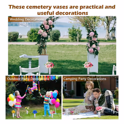 12 Pcs Cemetery Vases with Spikes Memorial Floral Vases Green
