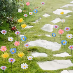 Colorful Daisy Sticks Metal Daisy Garden Stakes for Garden Yard Lawn