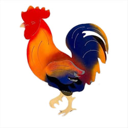 Outdoor Metal Rooster Yard Stakes And Colorful Rooster Decoration A