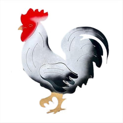 Outdoor Metal Rooster Yard Stakes And Colorful Rooster Decoration B