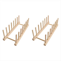 Kitchen Dish Drain Rack Dinnerware Plate Drying Shelf Wooden B