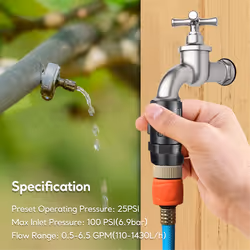 25 PSI 3/4 inch Hose Thread Drip Irrigation Pressure Reducer - 2Pack