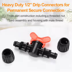 Drip Irrigation Valve Fittings,12 Pieces 1/2In Barbed Shut Off Valve