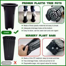 10Pcs Plastic Deep Plant Nursery Pots, Thick Stable Tall Tree Pots
