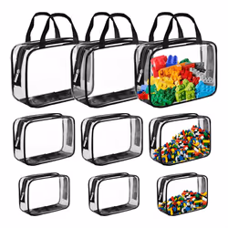 9 Packs Clear PVC Toy Storage Bags Toiletry Bags Zippered Toy