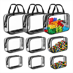 9 Packs Clear PVC Toy Storage Bags Toiletry Bags Zippered Toy