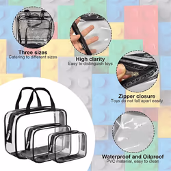 9 Packs Clear PVC Toy Storage Bags Toiletry Bags Zippered Toy