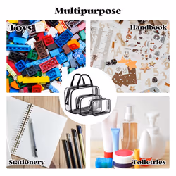 9 Packs Clear PVC Toy Storage Bags Toiletry Bags Zippered Toy