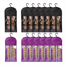12PCS Wig Bags Storage with Hanger Hair Extension Holder