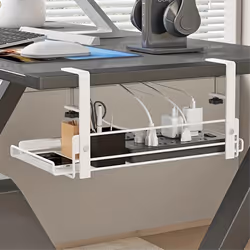 Under desk cable management tray, workstation storage, style 2