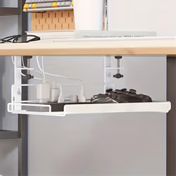 Under desk cable management tray, workstation storage, style 2