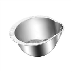 Rice Washer Strainer Bowl Stainless Steel Rice Washing Bowl A