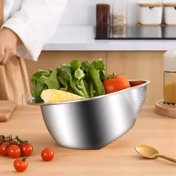 Rice Washer Strainer Bowl Stainless Steel Rice Washing Bowl A