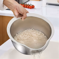 Rice Washer Strainer Bowl Stainless Steel Rice Washing Bowl B