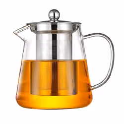 Transparent Glass Teapot, Including Stainless Steel Filter Liner