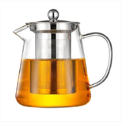 Transparent Glass Teapot, Including Stainless Steel Filter Liner