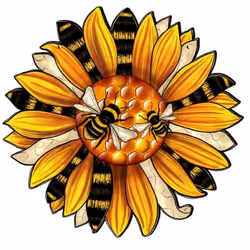 Bee Sunflower Flower Wooden Sign Home Porch Decoration Wooden Sign