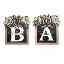 Letter Front Door Wreath Wooden Sign Pendant Welcome Sign Decoration