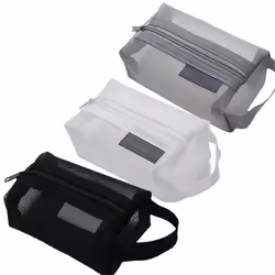 12PCS Portable Square Mesh Storage Bag Mesh Makeup Bag with Zipper