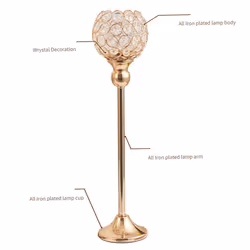 2PCS Candle Holders Table Decorations Metal Crystal Candlestick A