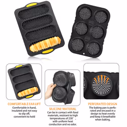Silicone French bread Pan and Hamburger Bun Pan Set Nonstick