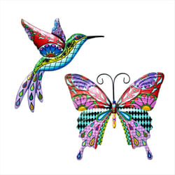 bird Butterfly Metal Outdoor Wall Art Decor