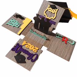 Graduation Explosions Box Bachelor Hat Shape Gift Packing Wood Boxes