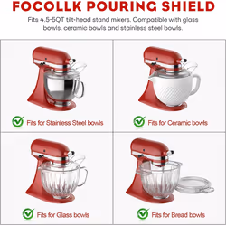 Pouring Shield for 4.5-5QT Mixer Bowl and Mixing Paddle