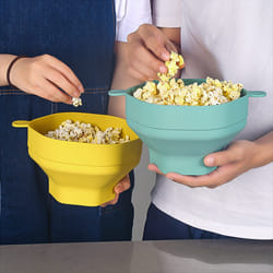 Microwave Popcorn Bowl Foldable Popcorn Maker Bucket Bowl cyan