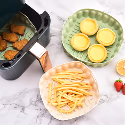 2PCS Air Fryer Silicone Baking Tray Reusable Square Air Fryer Pan,C