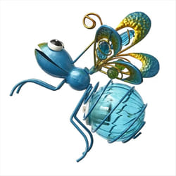 Solar Iron Insect Statue With LED Fairy Light Art Decor,Blue