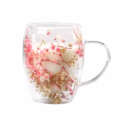 Full Star Dried Flower Milk Coffee Glass 350ml Household Cup A