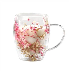 Full Star Dried Flower Milk Coffee Glass 350ml Household Cup A