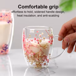 Full Star Dried Flower Milk Coffee Glass 350ml Household Cup A